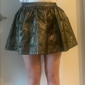 Topshop Petite Gold & Black Mini A-line Sk…